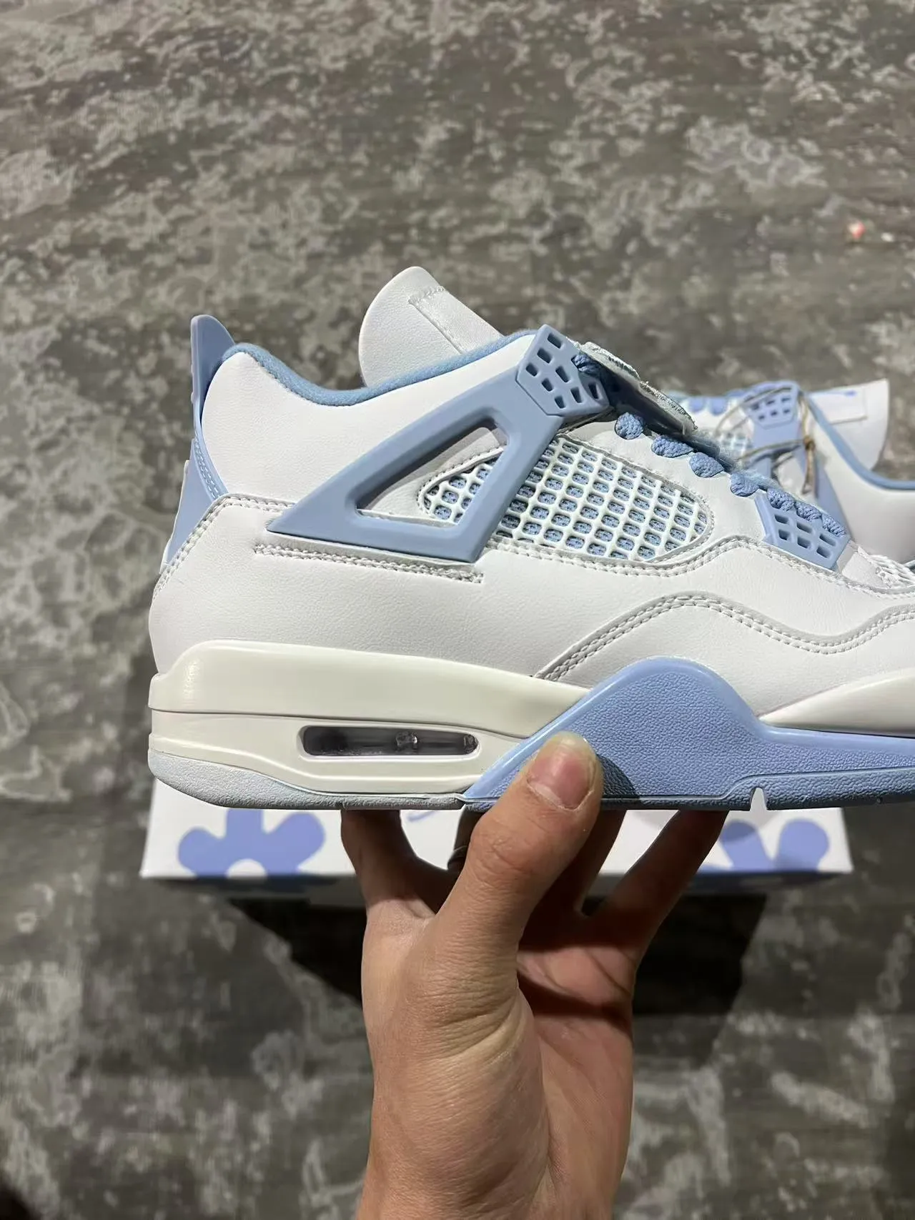 Air Jordan 4 White Light Blue Basketball Shoes 7