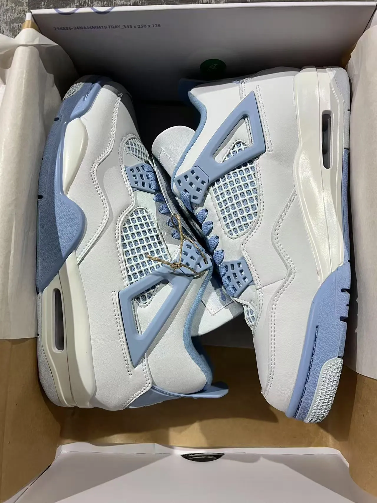 Air Jordan 4 White Light Blue Basketball Shoes 9