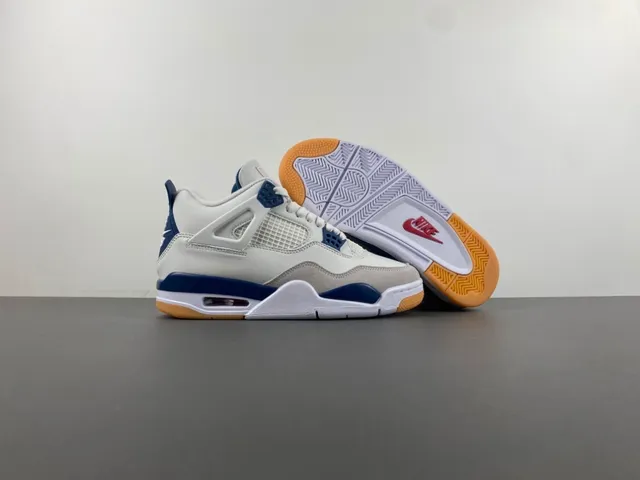 Air Jordan 4 White Navy Gum Basketball Shoes 12
