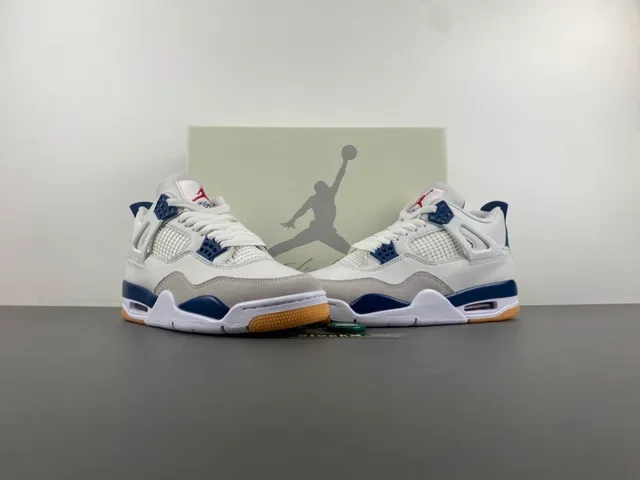 Air Jordan 4 White Navy Gum Basketball Shoes 13