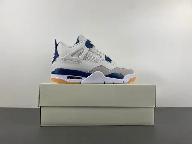 Air Jordan 4 White Navy Gum Basketball Shoes 15
