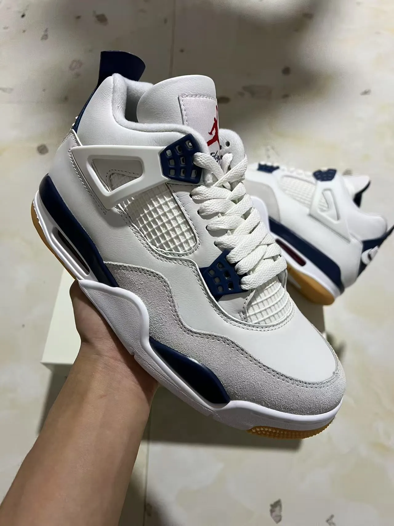 Air Jordan 4 White Navy Gum Basketball Shoes 2