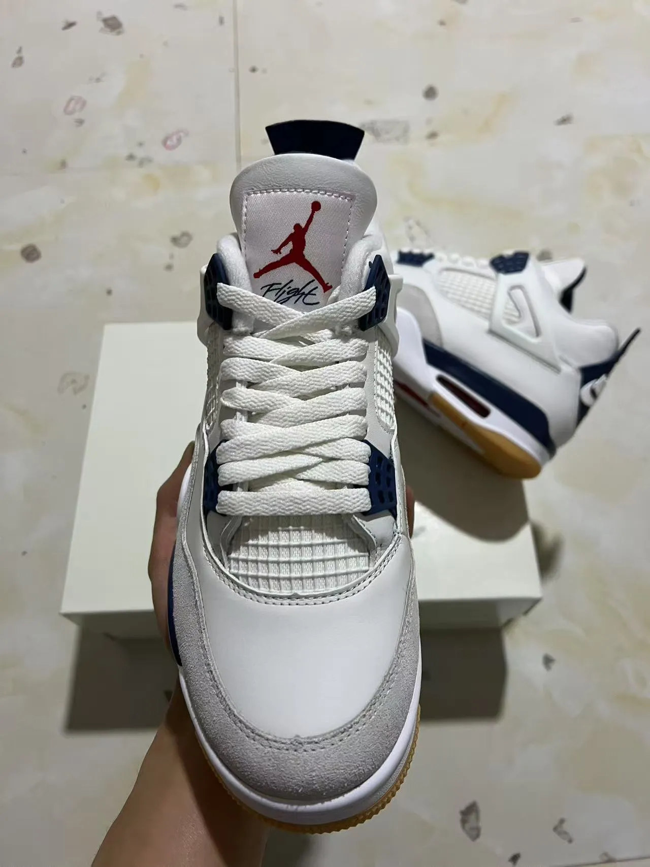 Air Jordan 4 White Navy Gum Basketball Shoes 3