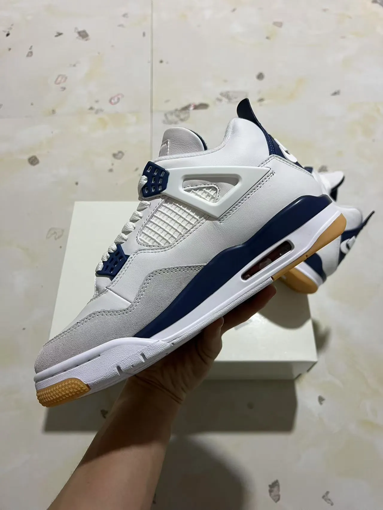 Air Jordan 4 White Navy Gum Basketball Shoes 5