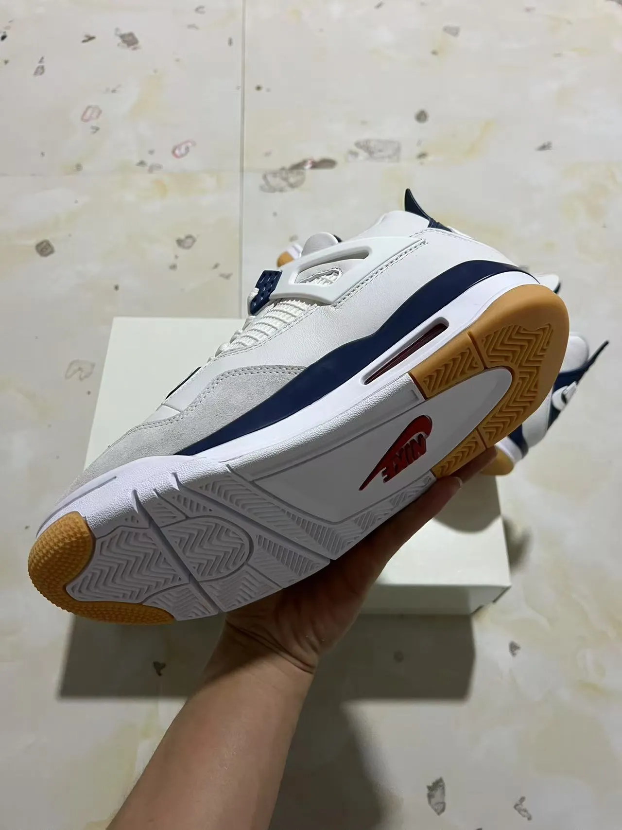 Air Jordan 4 White Navy Gum Basketball Shoes 6