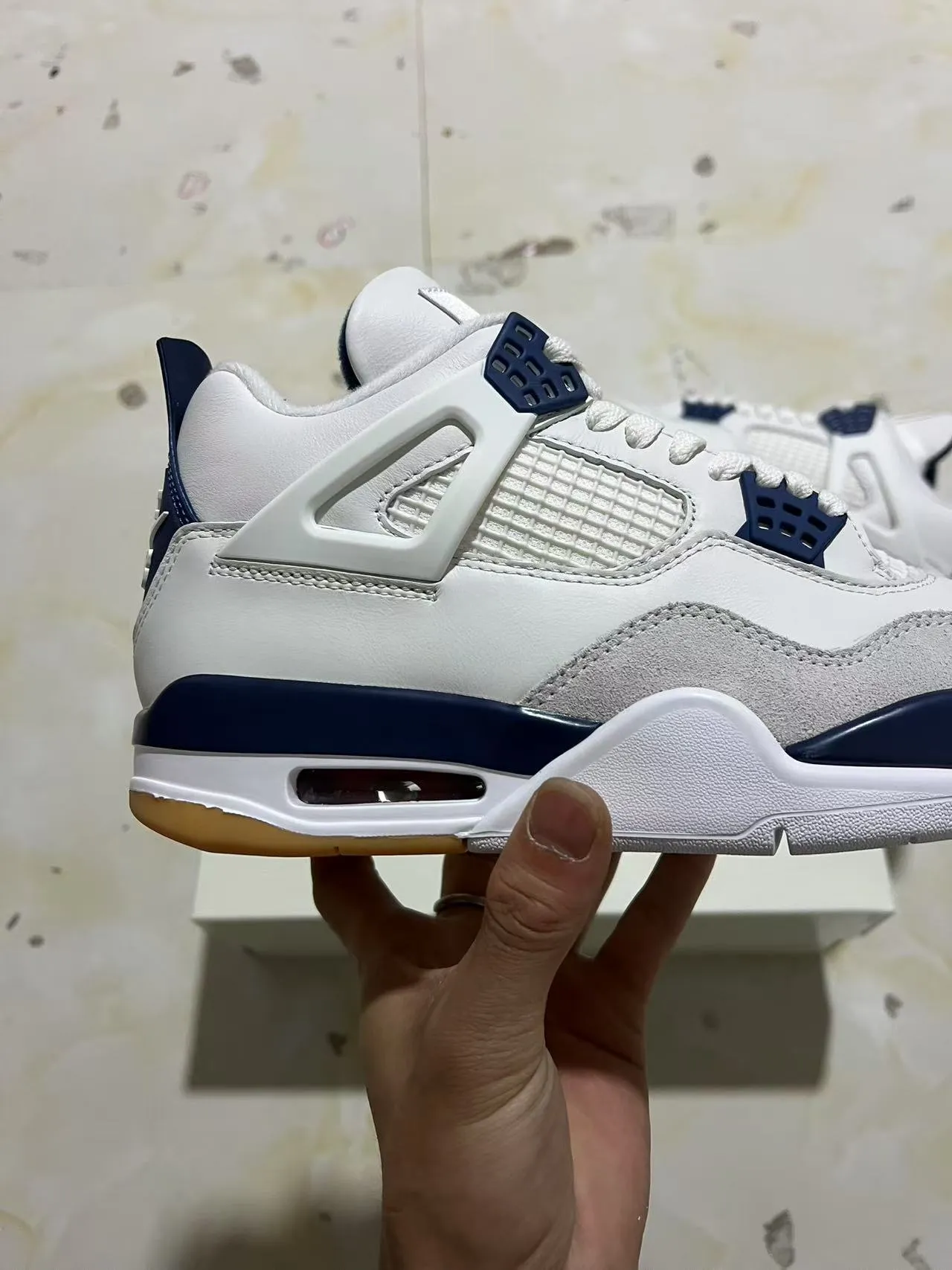Air Jordan 4 White Navy Gum Basketball Shoes 7