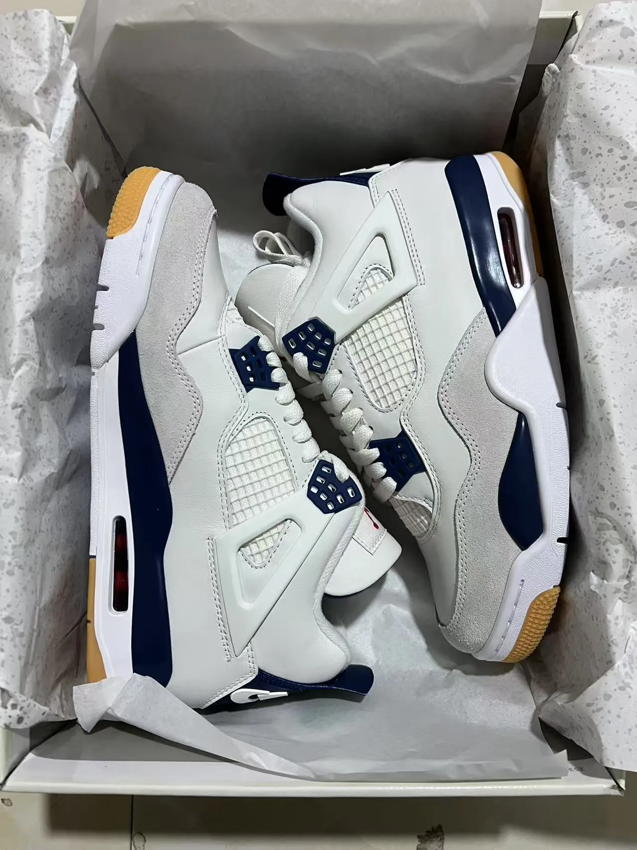 Air Jordan 4 White Navy Gum Basketball Shoes 9