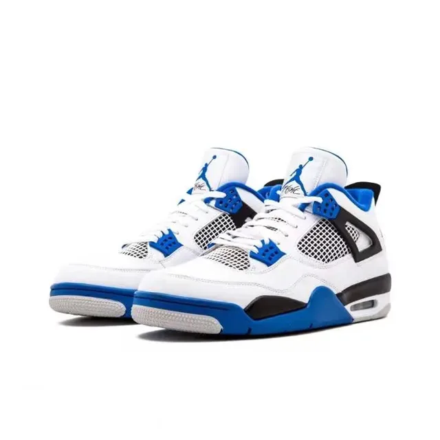 Air Jordan 4 Blanc Bleu Royal Noir Chaussures de Basketball 4