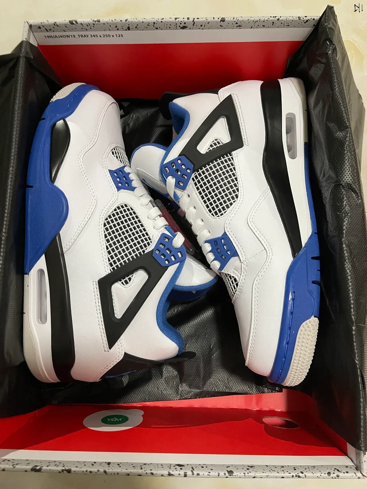 Air Jordan 4 Branco Azul Real Preto Tênis de Basquete 7