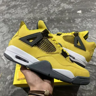 Air Jordan 4 Yellow Black White Basketball Shoes