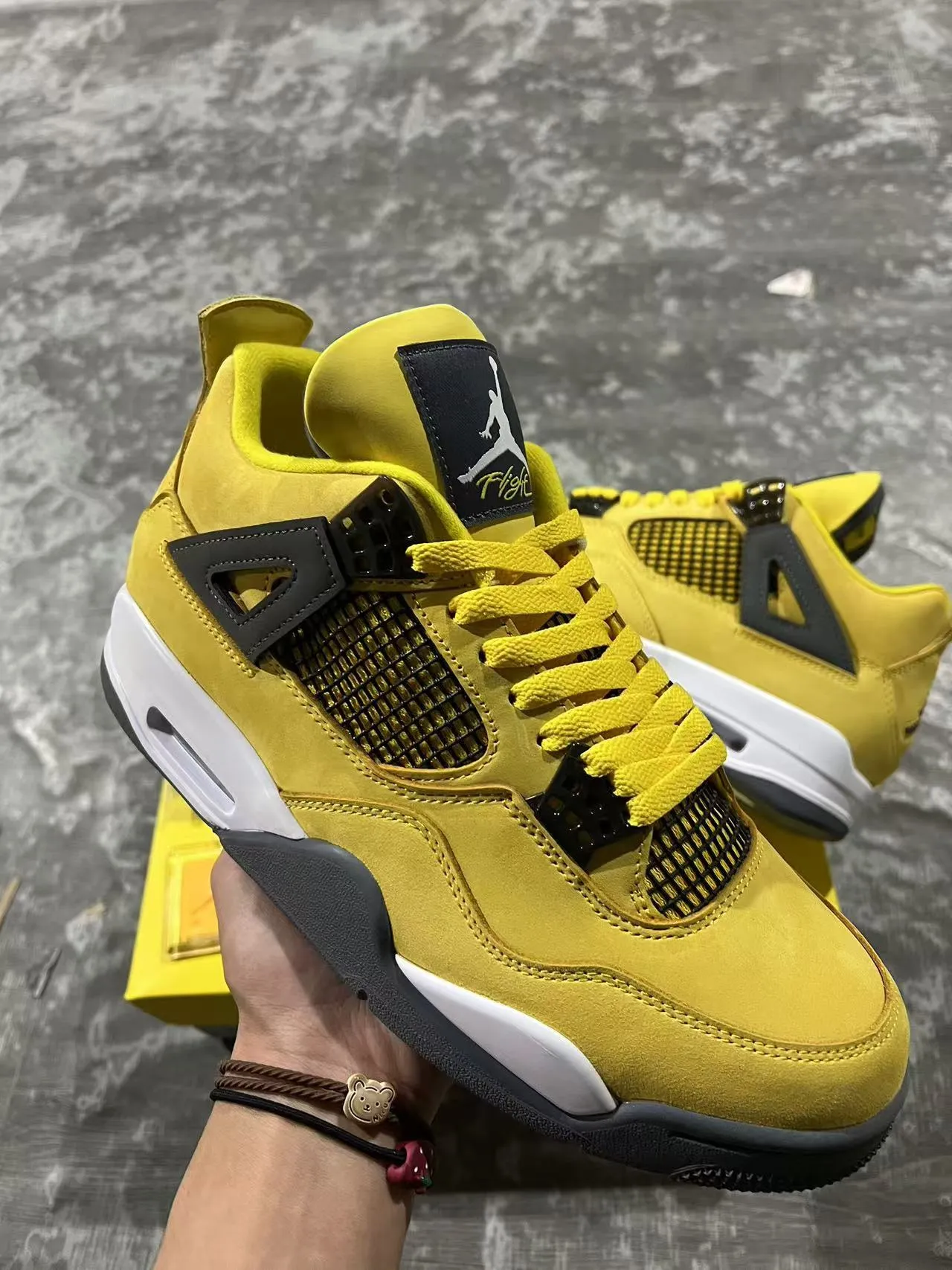 Air Jordan 4 Yellow Black White Basketball Shoes 2