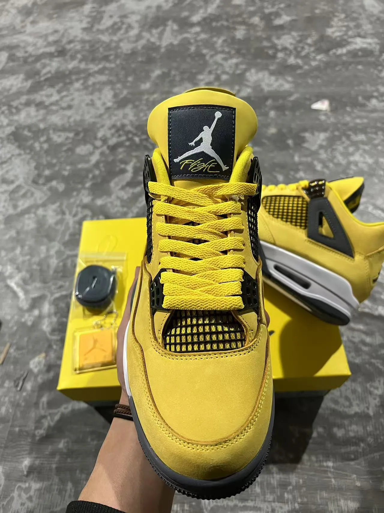 Air Jordan 4 Yellow Black White Basketball Shoes 3
