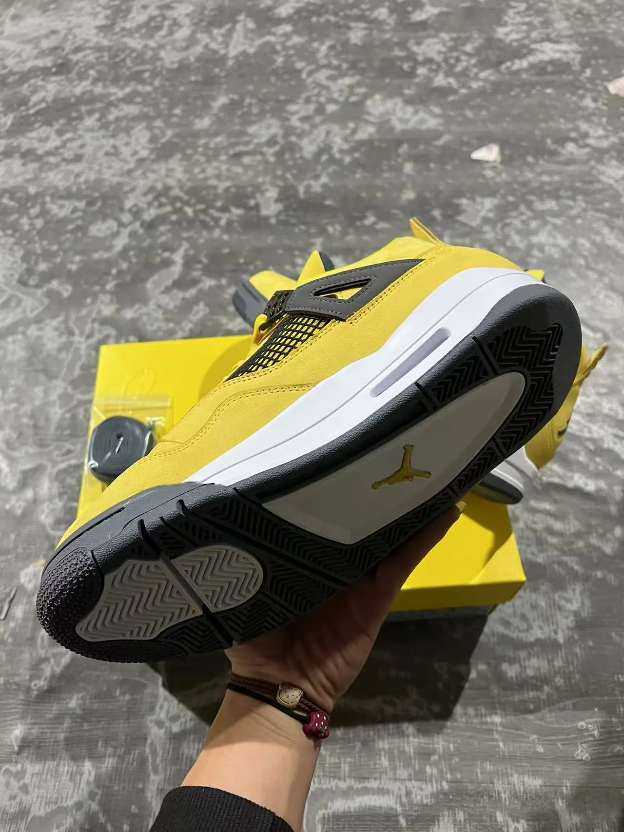 Air Jordan 4 Yellow Black White Basketball Shoes 6