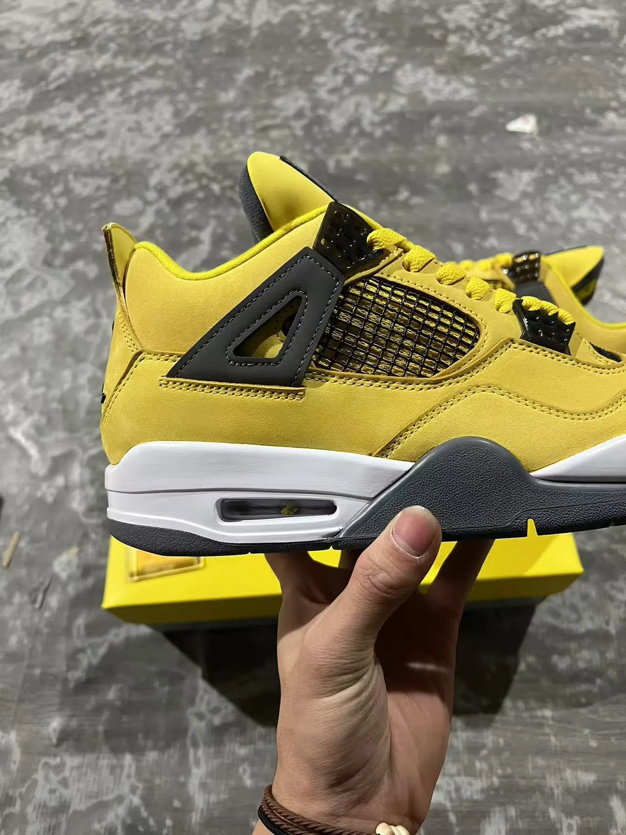 Air Jordan 4 Yellow Black White Basketball Shoes 7