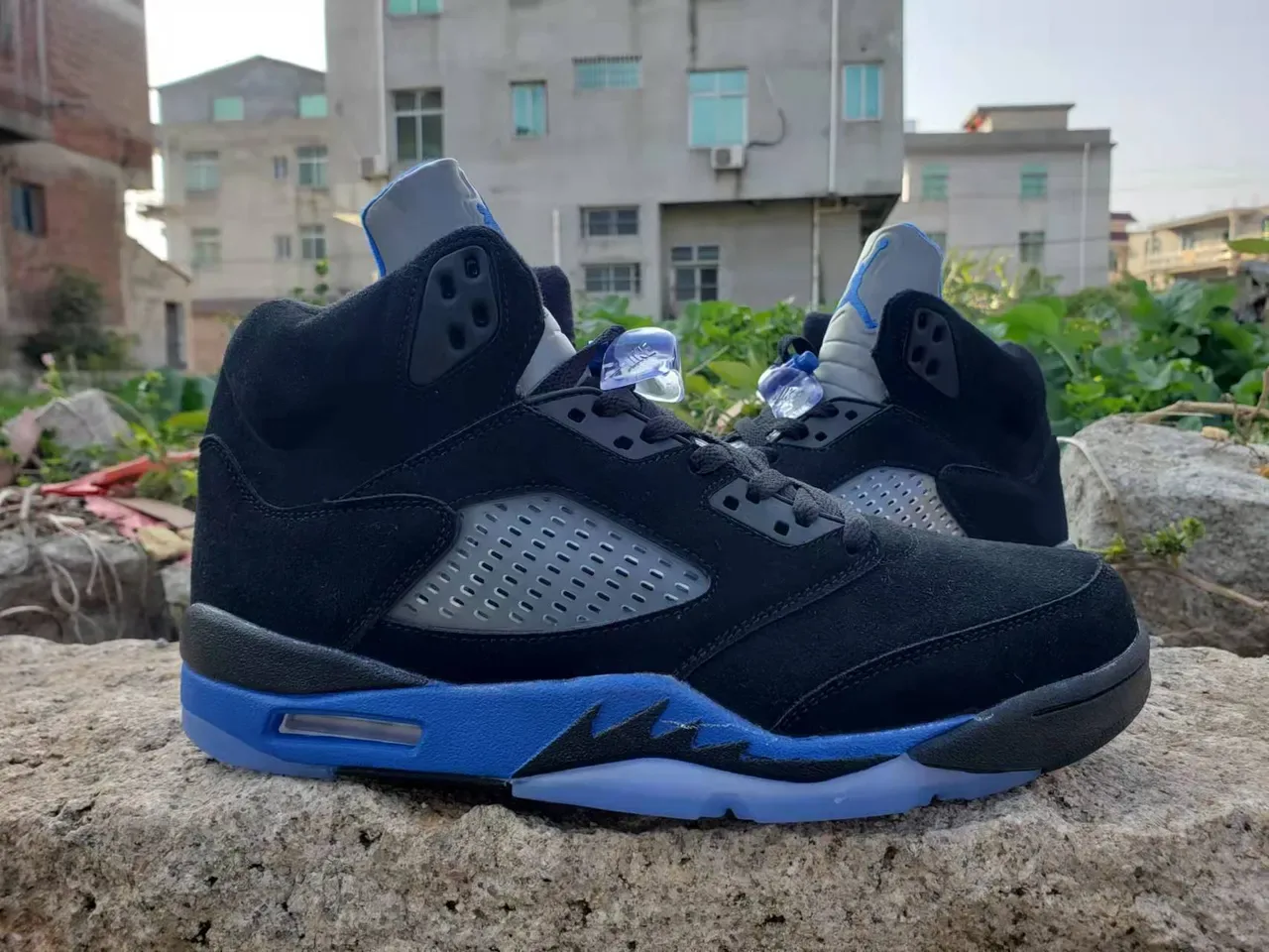 Air Jordan 5 Black Royal Blue Basketball Shoes 2