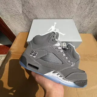 Air Jordan 5 Gray and Icy Blue Basketball Shoes