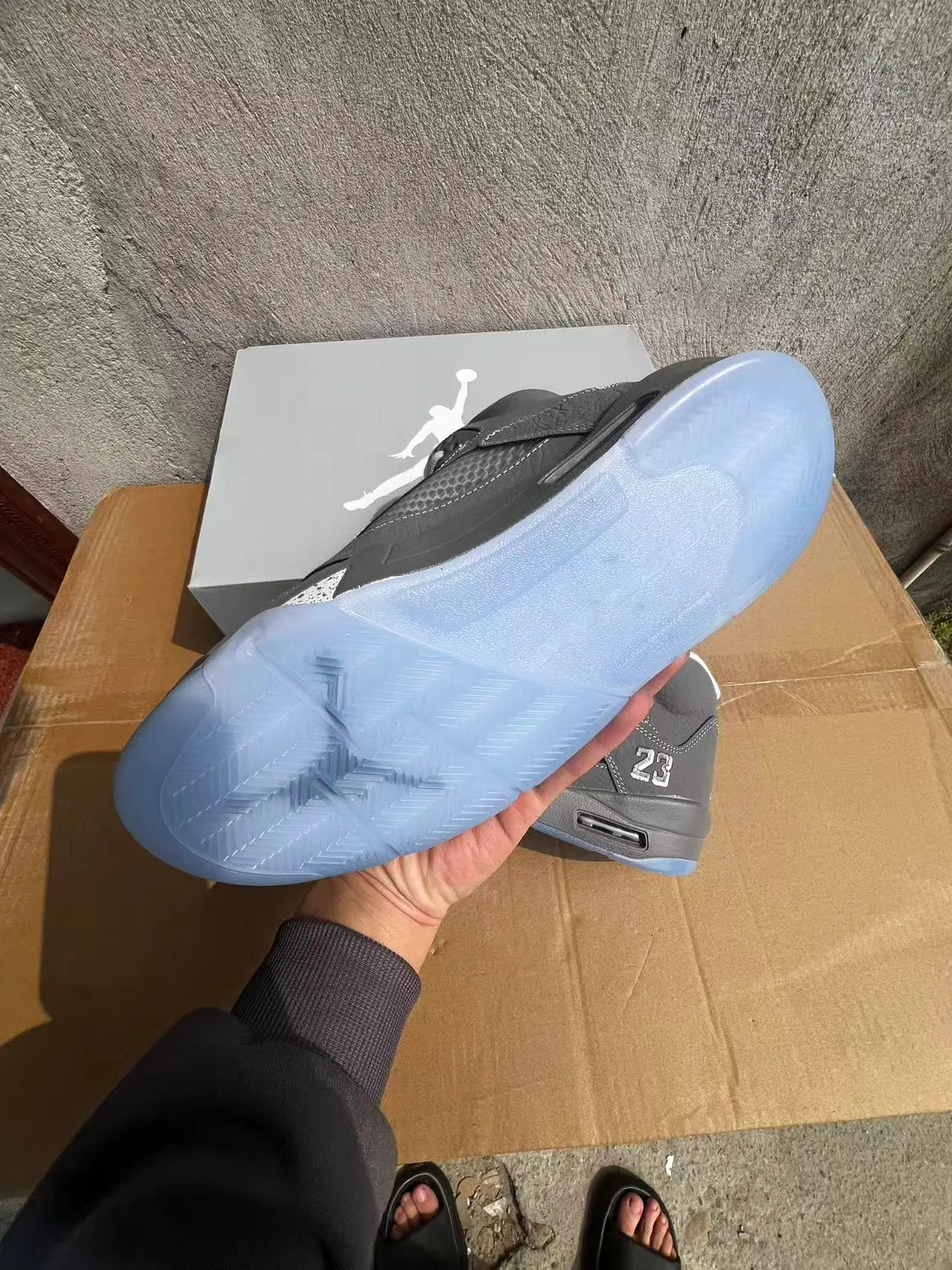 Air Jordan 5 Gray and Icy Blue Basketball Shoes 6