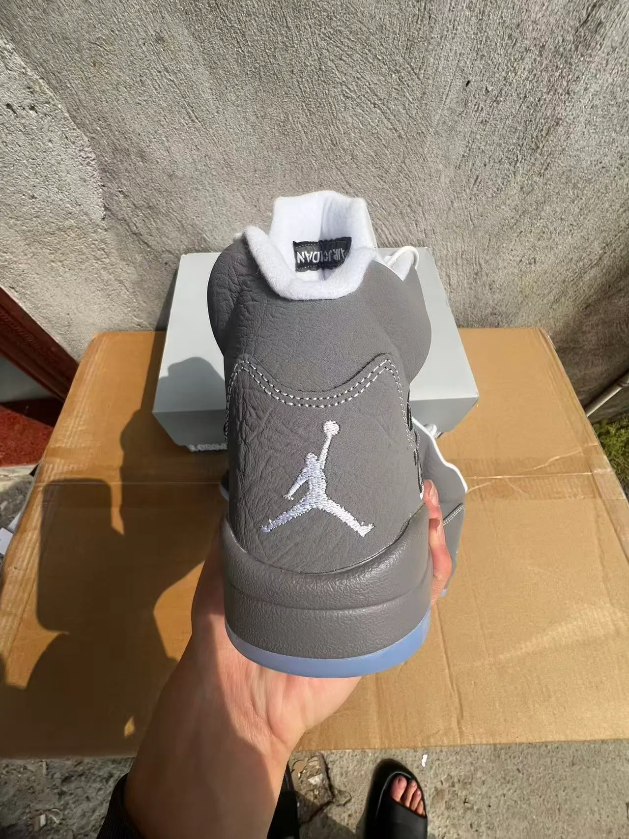 Air Jordan 5 Gray and Icy Blue Basketball Shoes 8