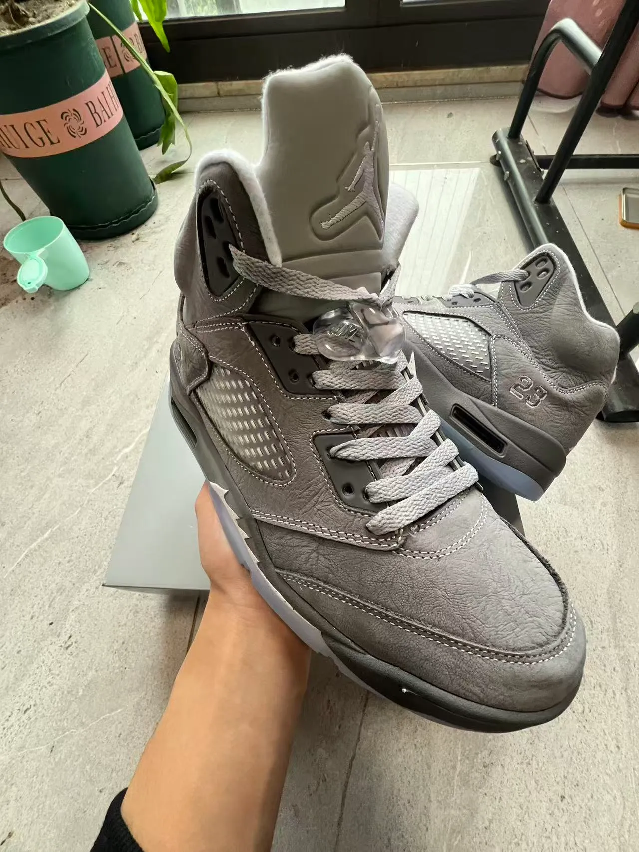 Zapatillas de baloncesto Air Jordan 5 gris moteado azul hielo 2