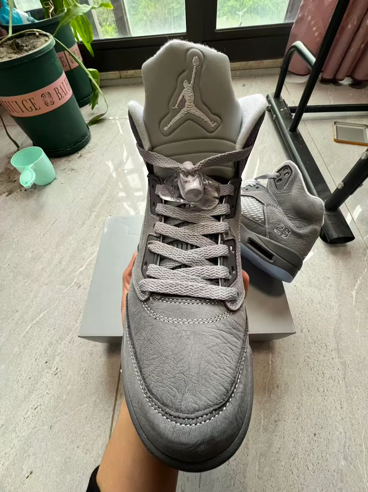 Zapatillas de baloncesto Air Jordan 5 gris moteado azul hielo 3