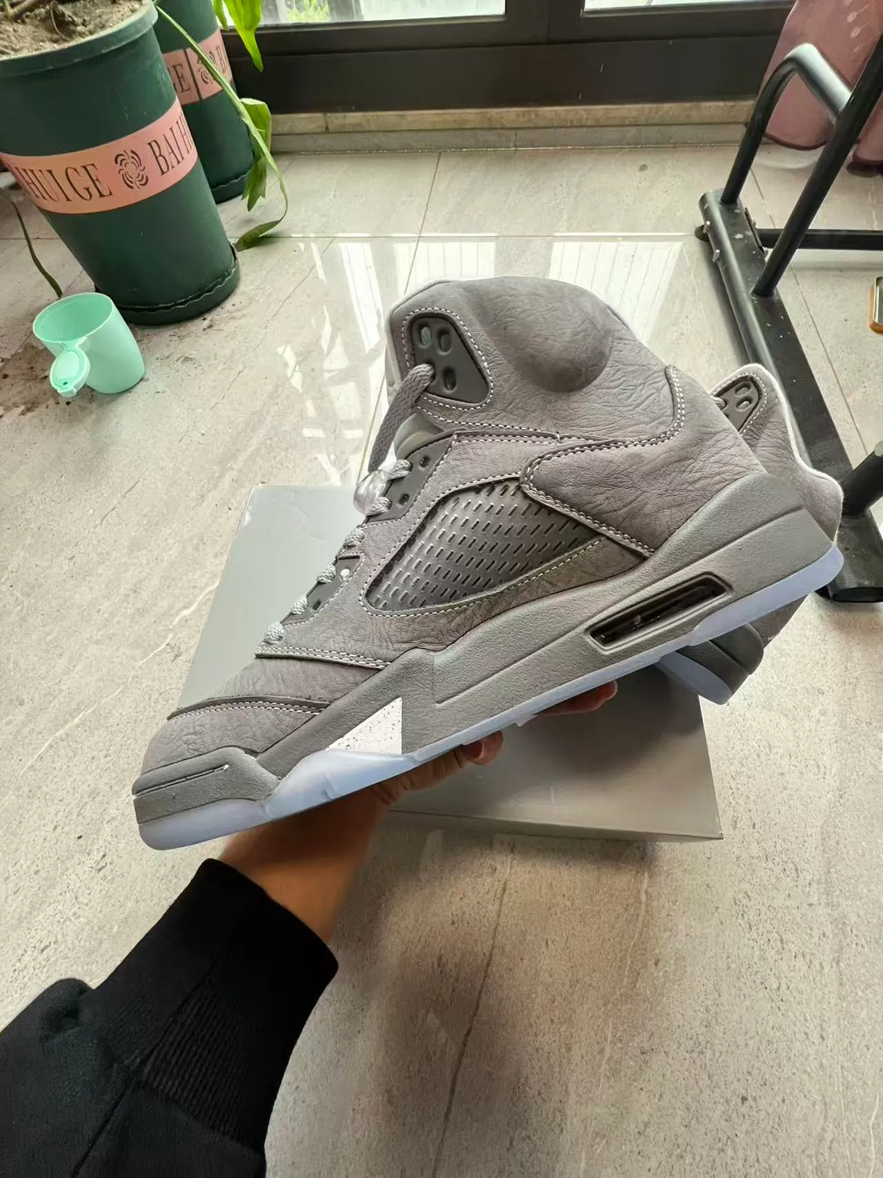 Zapatillas de baloncesto Air Jordan 5 gris moteado azul hielo 5