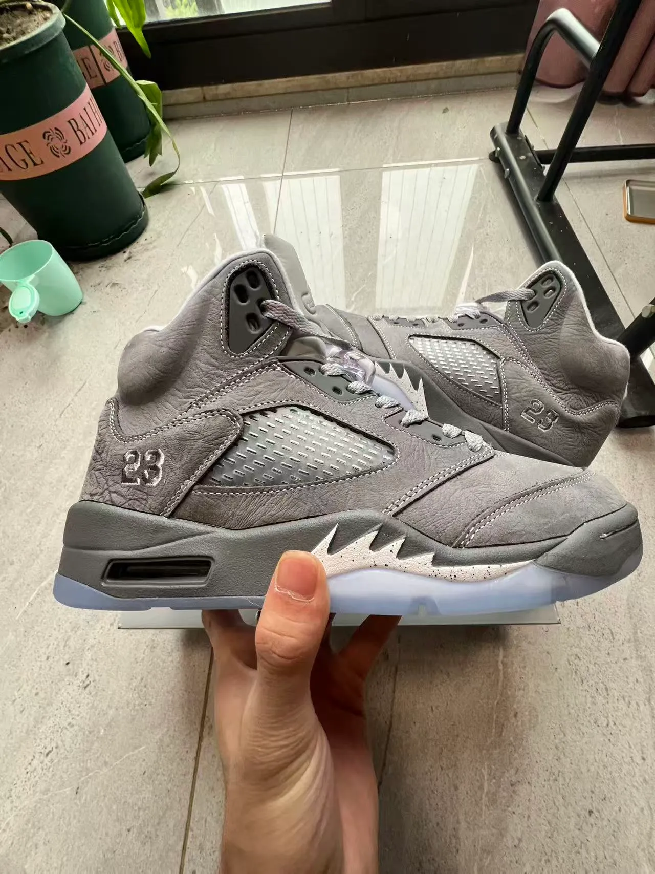 Zapatillas de baloncesto Air Jordan 5 gris moteado azul hielo 7