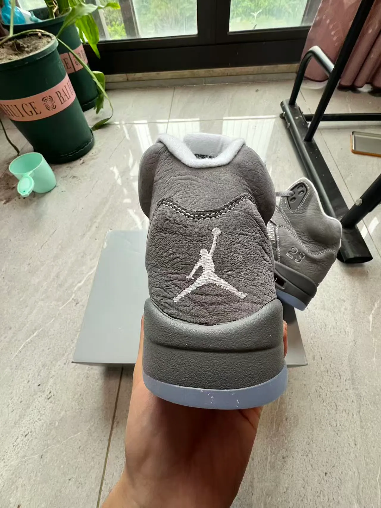 Zapatillas de baloncesto Air Jordan 5 gris moteado azul hielo 8
