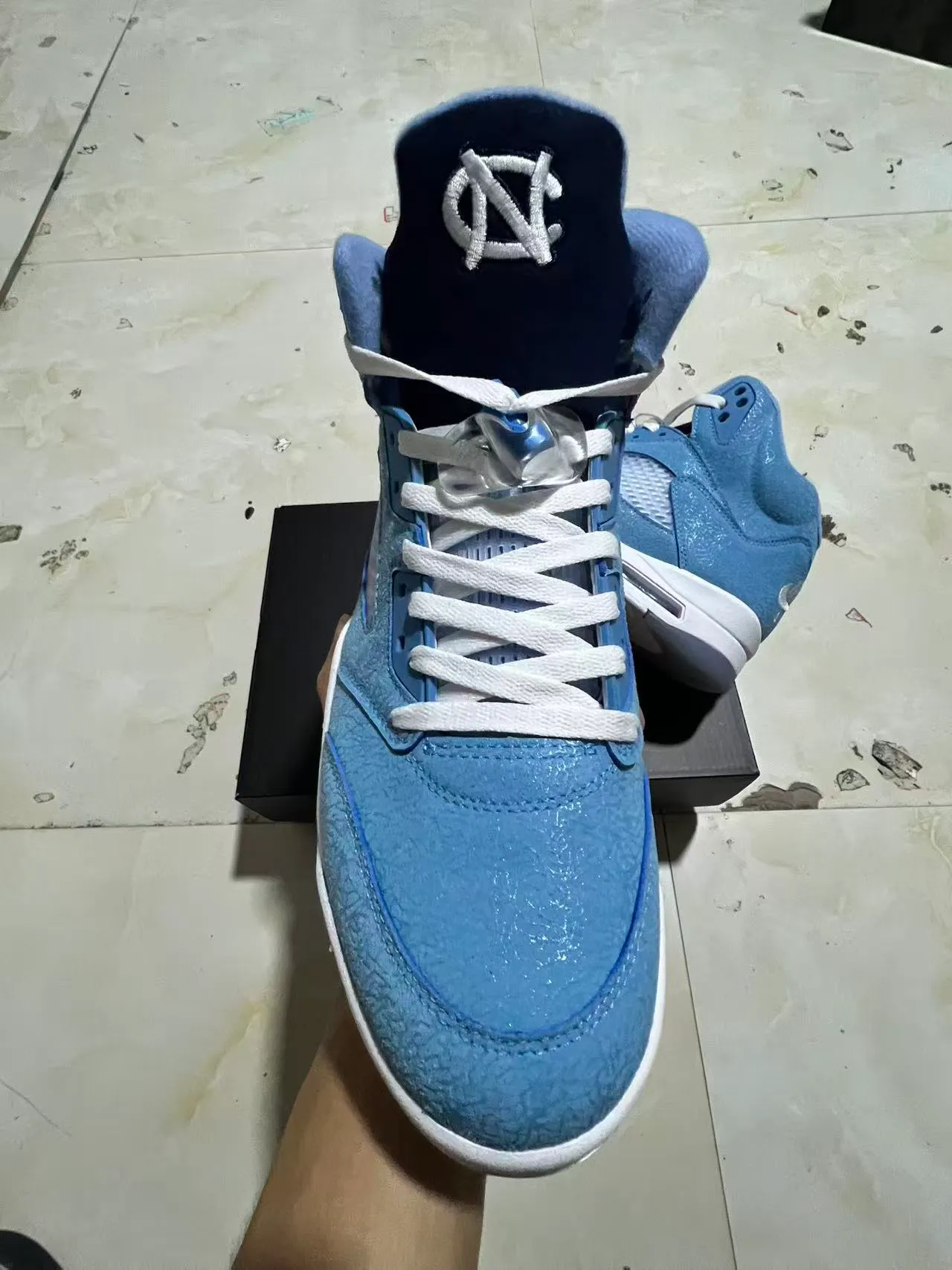 Air Jordan 5 Light Blue Suede High-Top Basketball Shoes 3