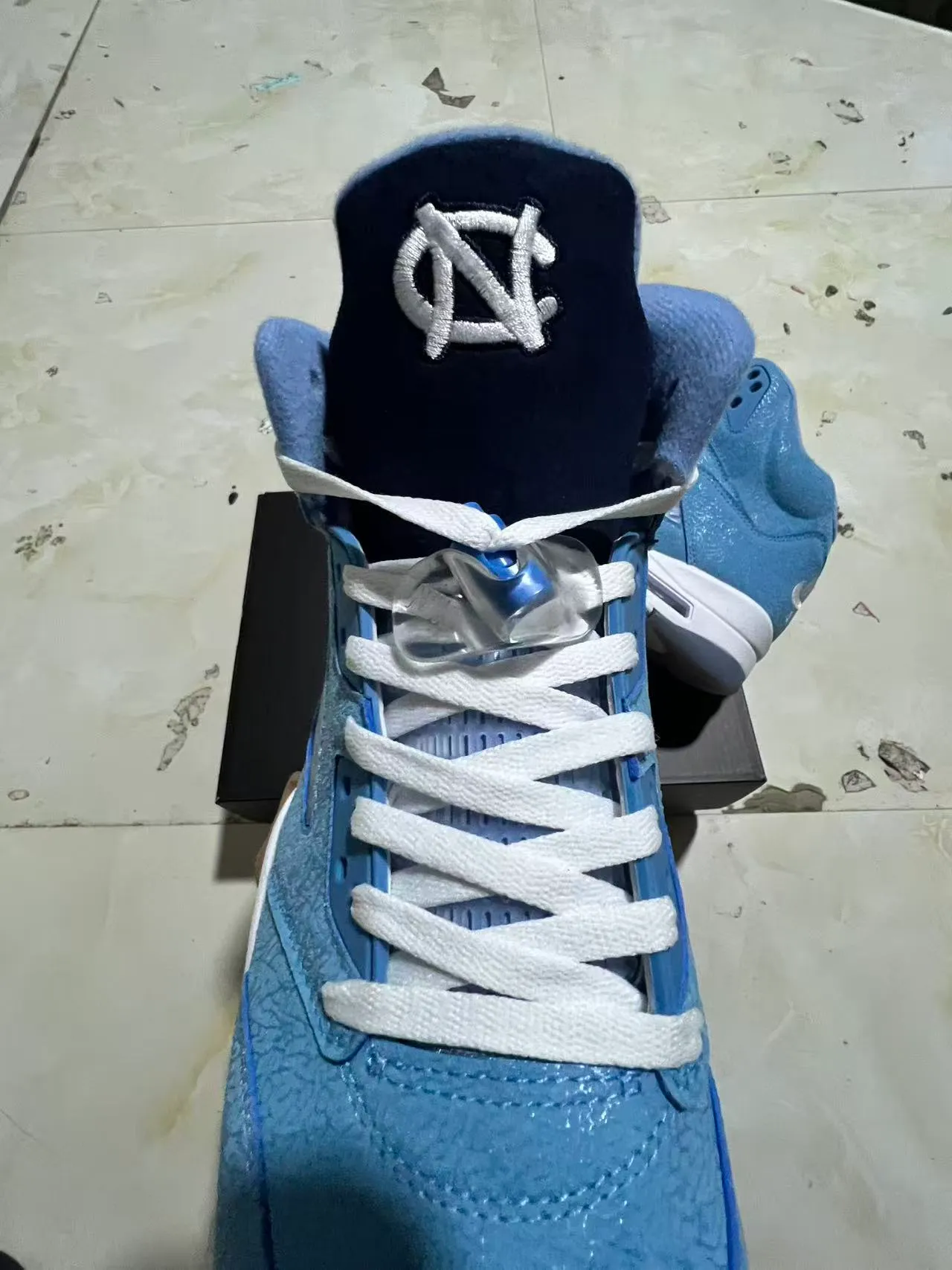 Air Jordan 5 Light Blue Suede High-Top Basketball Shoes 4
