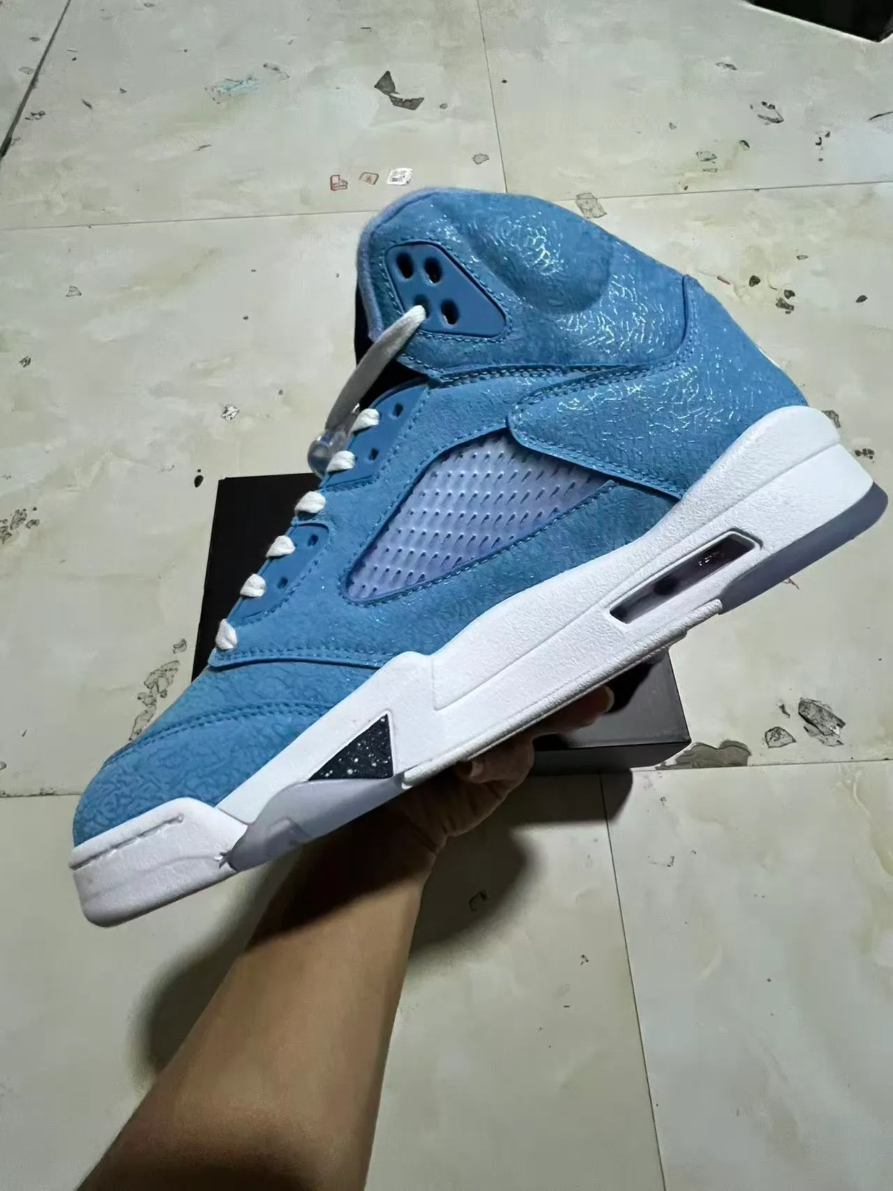 Air Jordan 5 Light Blue Suede High-Top Basketball Shoes 5