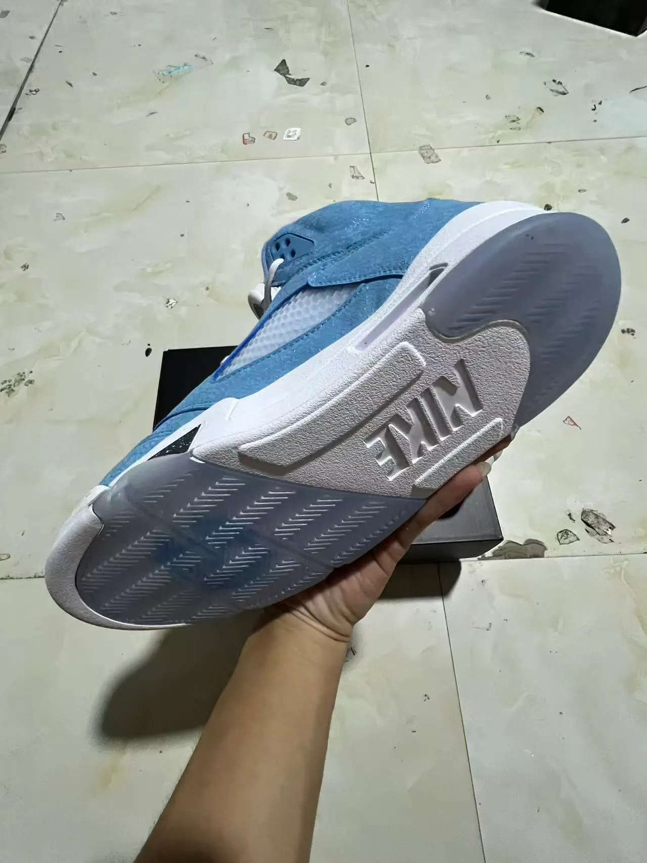 Air Jordan 5 Light Blue Suede High-Top Basketball Shoes 6