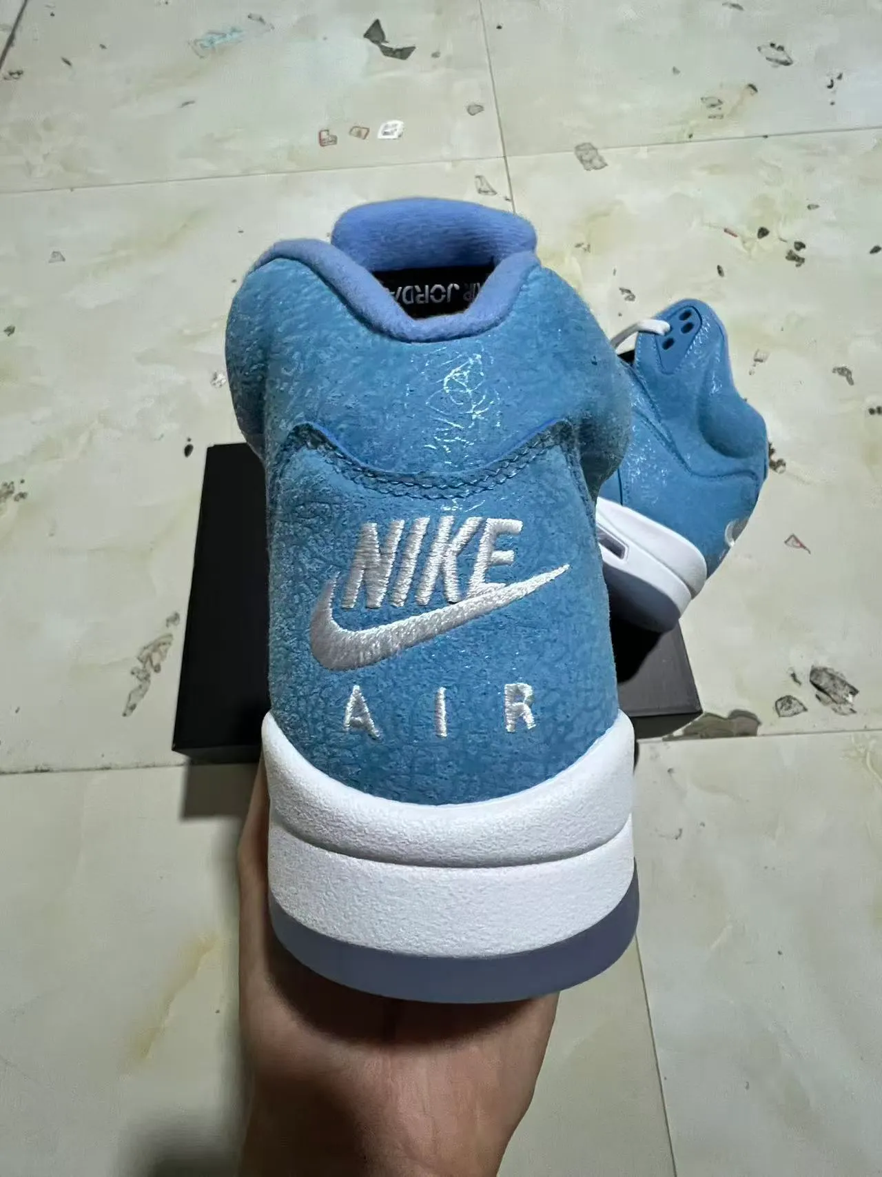 Air Jordan 5 Light Blue Suede High-Top Basketball Shoes 8