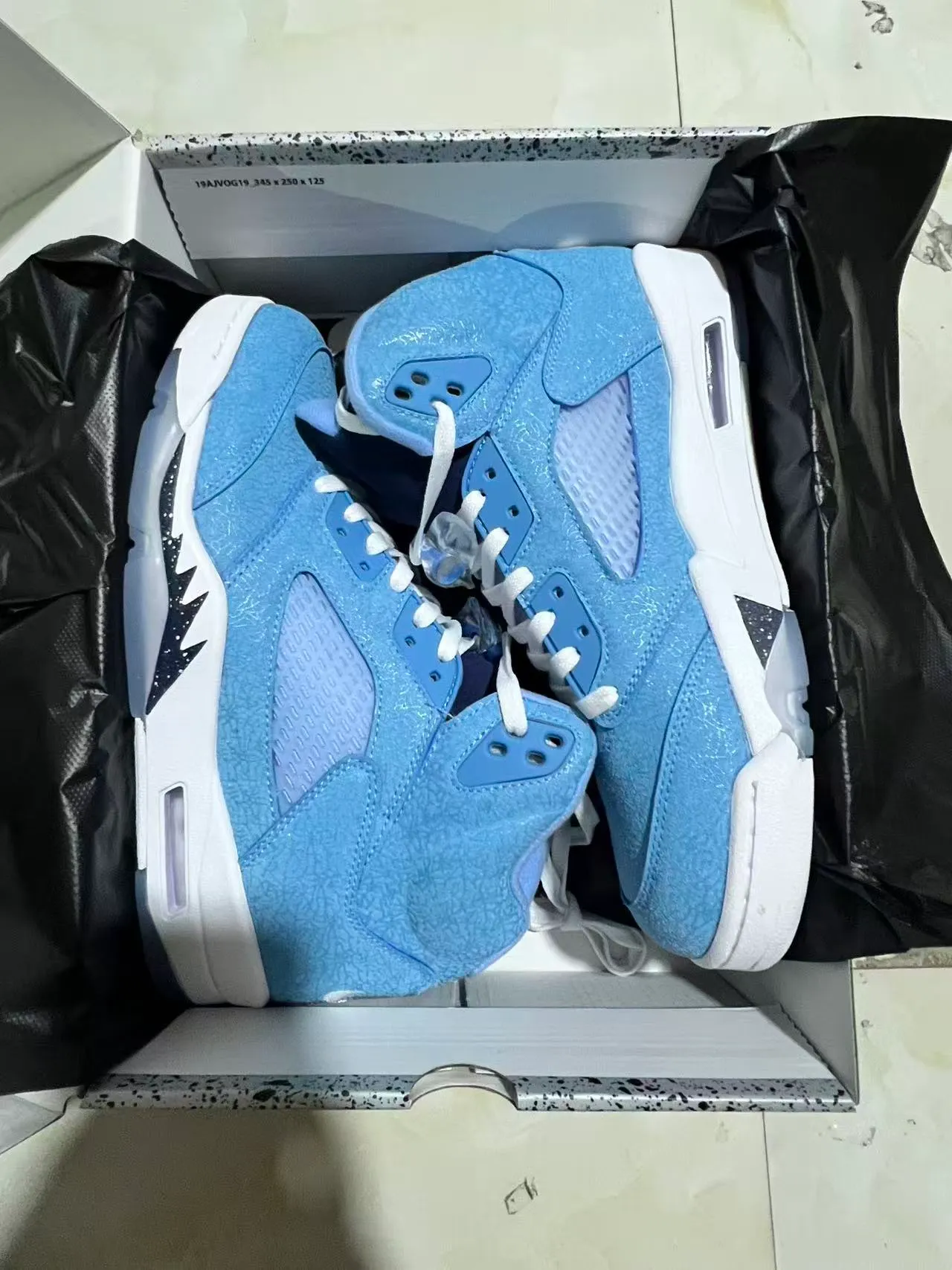 Air Jordan 5 Light Blue Suede High-Top Basketball Shoes 9