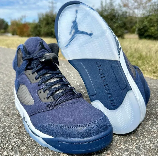 Air Jordan 5 Navy Blue High-Top Basketball Shoes 9