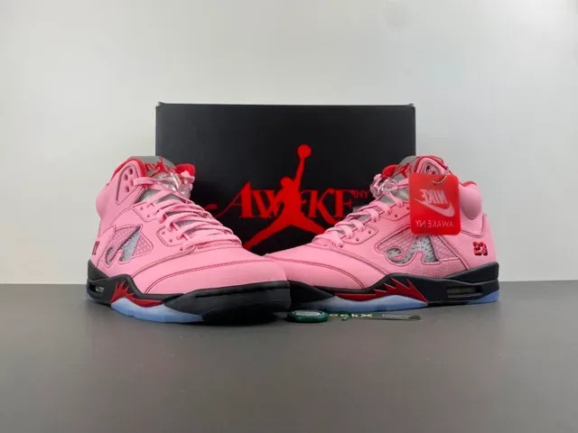 Air Jordan 5 Rose Rouge Noir Chaussures de Basket 14