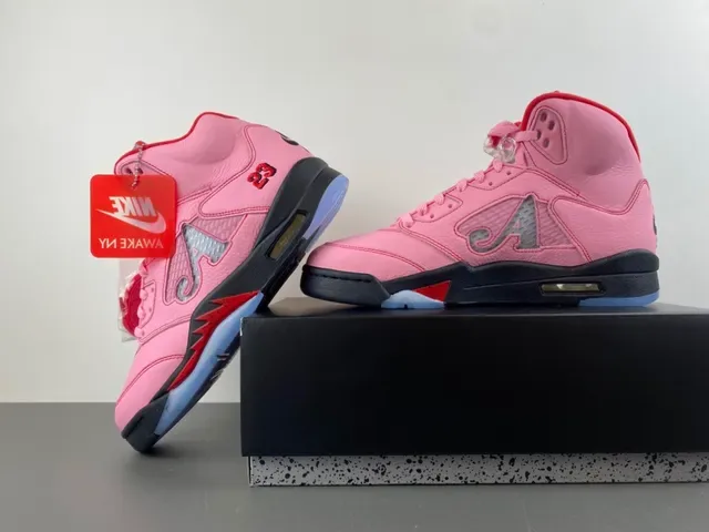 Air Jordan 5 Rose Rouge Noir Chaussures de Basket 15
