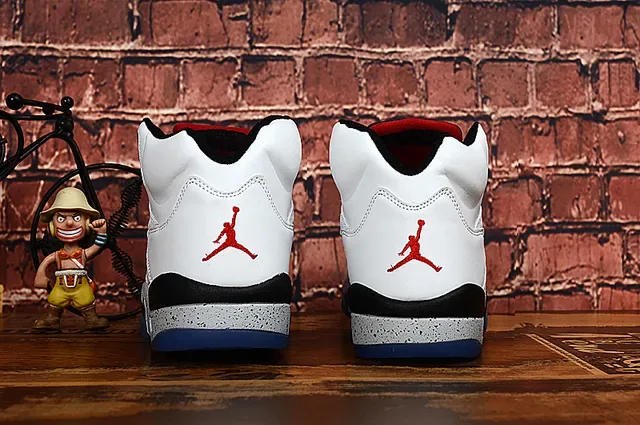 Air Jordan 5 Chaussures de Basketball Blanc Noir Bleu 6