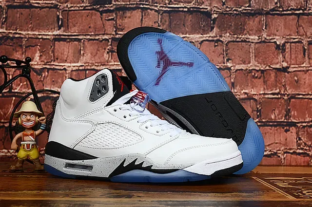 Air Jordan 5 Chaussures de Basketball Blanc Noir Bleu 7