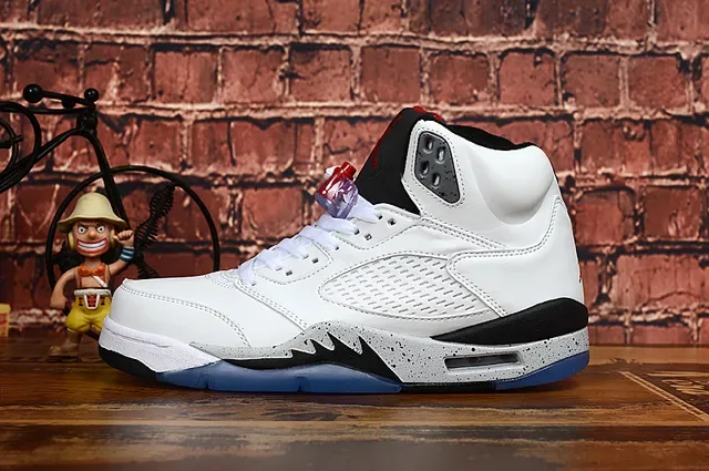Air Jordan 5 Chaussures de Basketball Blanc Noir Bleu 8