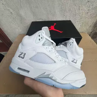 Air Jordan 5 White Light Blue Basketball Shoes