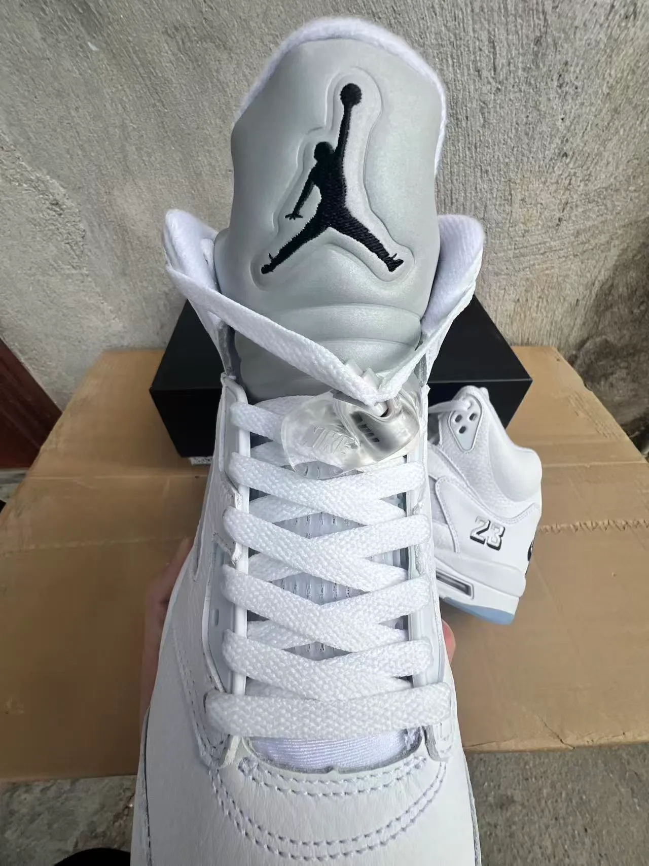 Air Jordan 5 White Light Blue Basketball Shoes 4