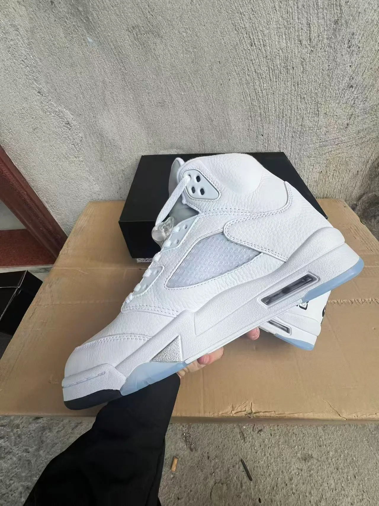 Air Jordan 5 White Light Blue Basketball Shoes 5