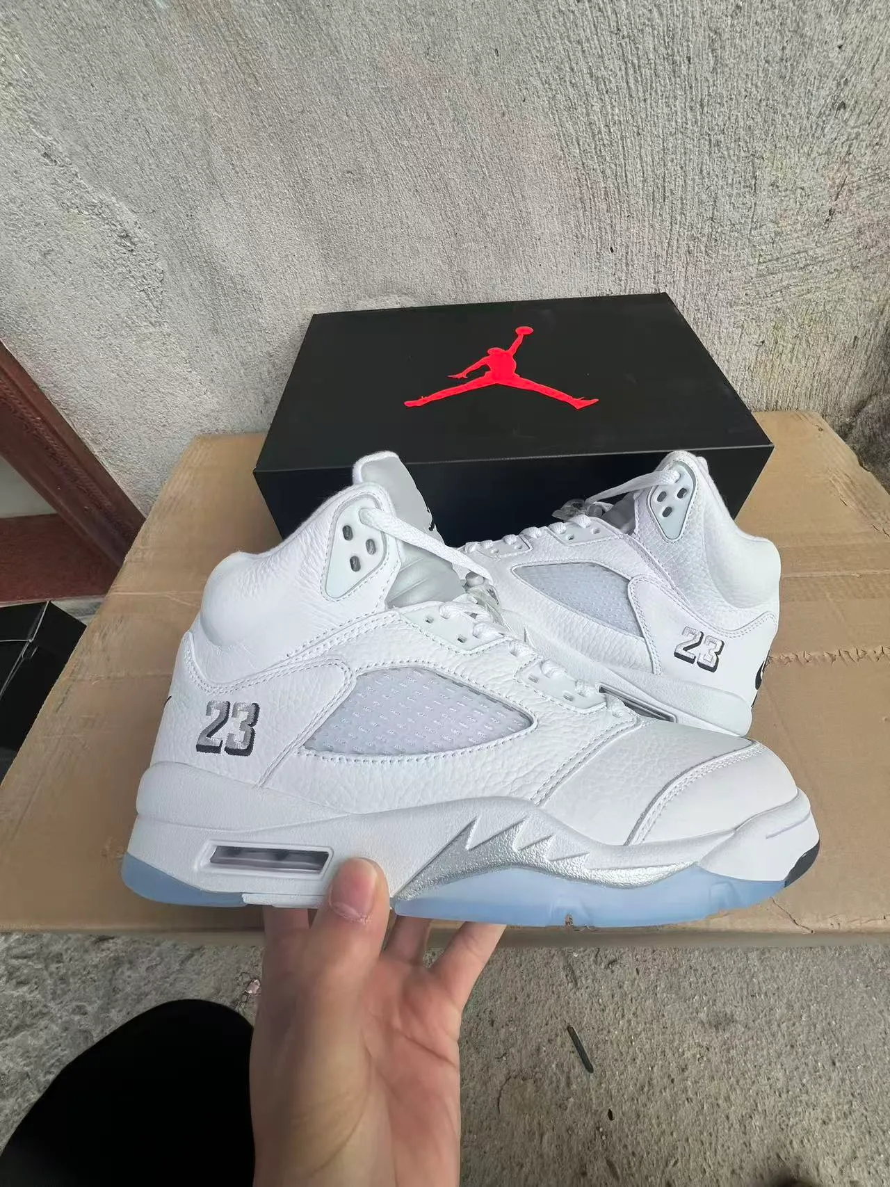 Air Jordan 5 White Light Blue Basketball Shoes 7