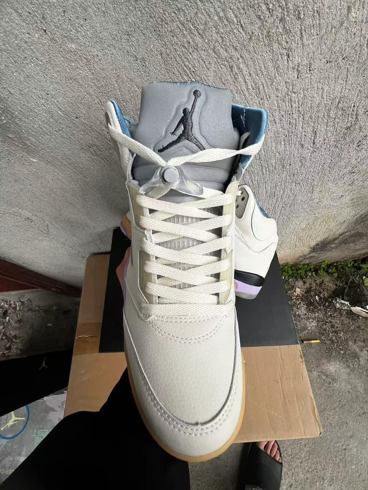 Air Jordan 5 White Purple Gum Basketball Shoes 3