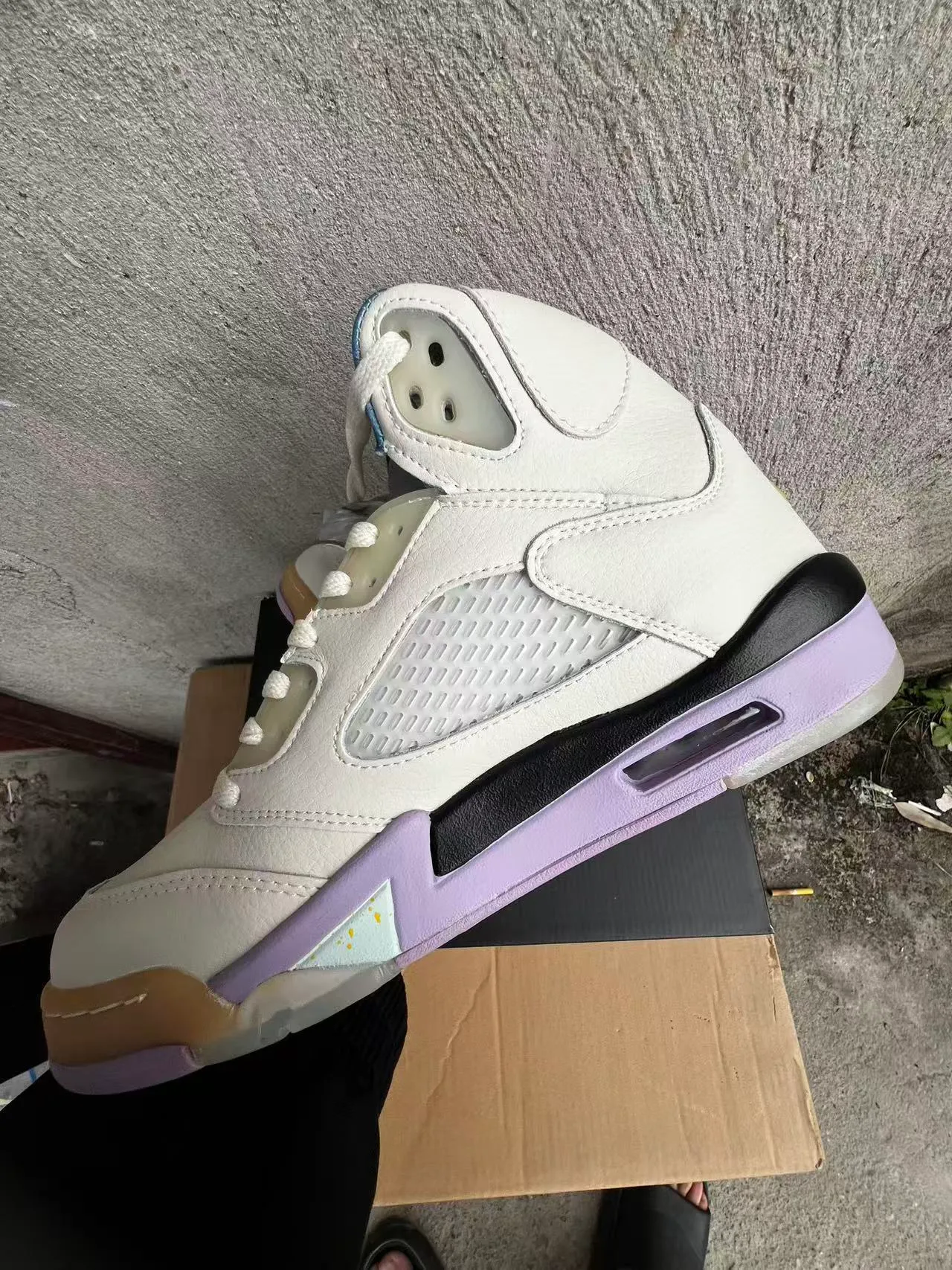 Air Jordan 5 White Purple Gum Basketball Shoes 5