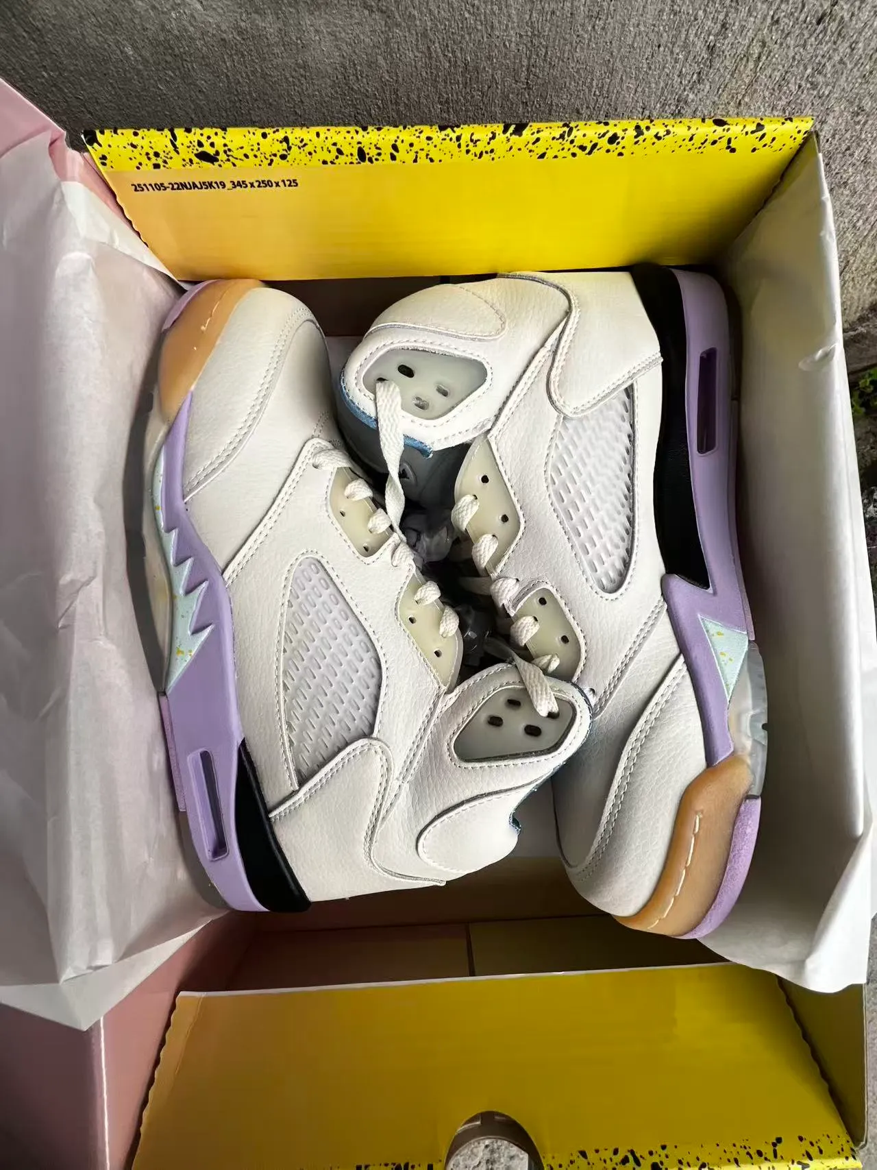 Air Jordan 5 White Purple Gum Basketball Shoes 9