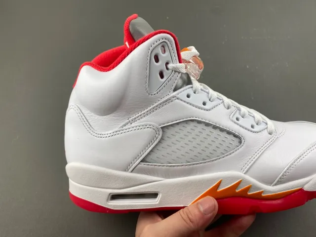 Air Jordan 5 White Red Orange Basketball Shoes 3