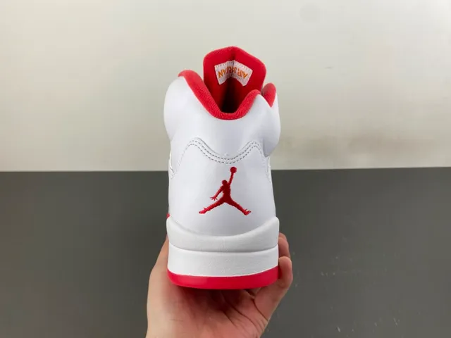 Air Jordan 5 White Red Orange Basketball Shoes 4