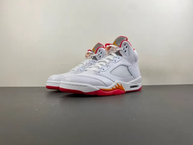 Air Jordan 5 White Red Orange Basketball Shoes 10