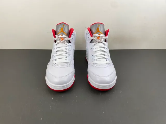 Air Jordan 5 White Red Orange Basketball Shoes 12